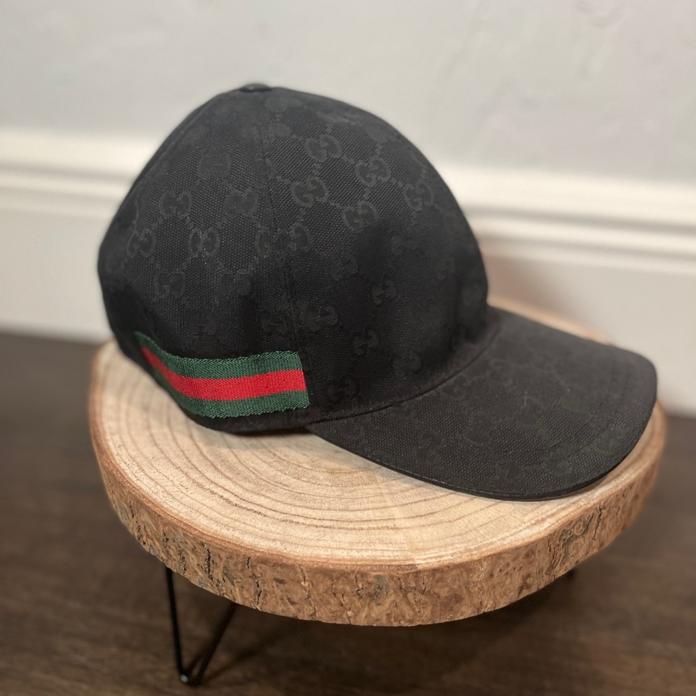 Black monogram Large Gucci Baseball Hat- Unisex